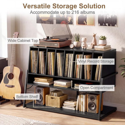 Dreamade large Record Player Stand with Charging Station