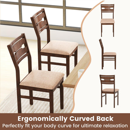 Dreamade Wooden Dining Chairs Set of 2/4 Fabric Upholstered Kitchen Armless Chairs