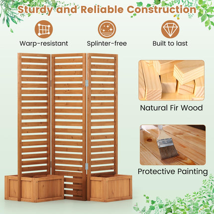 Dreamade Outdoor Wooden Privacy Screen with Planter Box