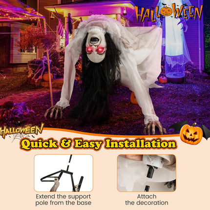 DREAMADE Animated Crawling Ghost Halloween Creepy Crawling Woman Prop