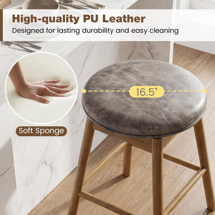 Dreamade Swivel Counter Height Barstools with Solid Wood Legs and Footrests