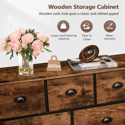 Dreamade Dresser for Bedroom, Chest of Drawers with Wood Top Retro Storage Cabinet