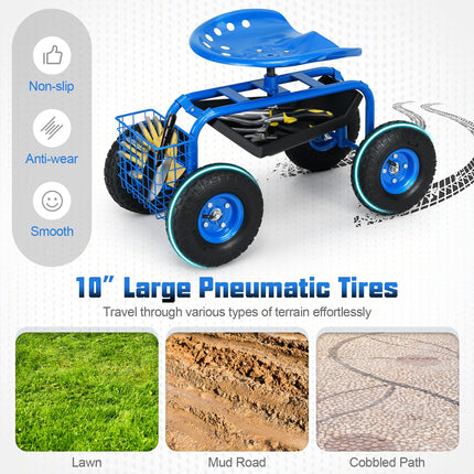 Dreamade Garden Cart Rolling Tray Gardening Planting with Work Seat
