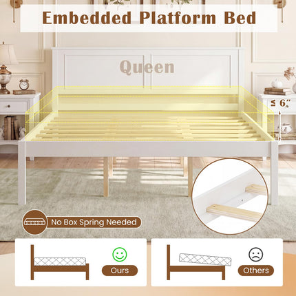 Dreamade Wood Queen/Full/Twin Size Bed Frame with Wooden Slat Support