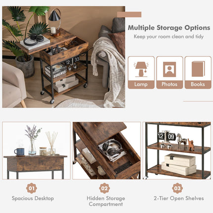 Dreamade End Table with Charging Station - Lift Top Narrow Side Table (1/2)