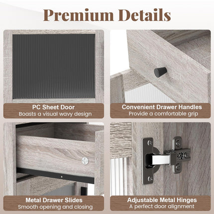 Dreamade Farmhouse Nightstand with Drawer and Cabinet