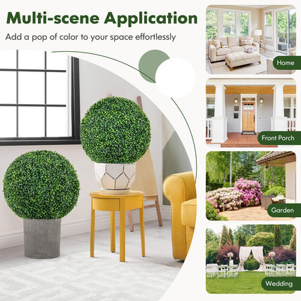 Dreamade 2 PCS 20 Inch Artificial Plant Topiary Ball, Round Faux Boxwood Balls Outdoor