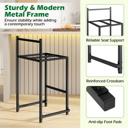 Dreamade 26 Inch Modern Metal Bar Stools Set of 2/4 Armless Bar Chairs with Low Back