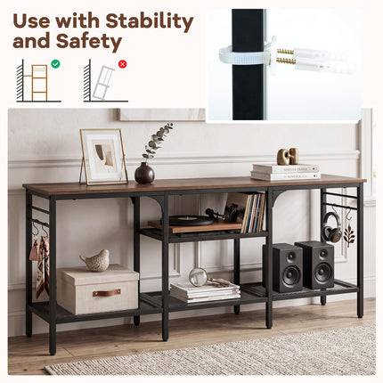 Dreamade 3-Tier TV Stand for TVs up to 65 Inch with Open Storage Shelves
