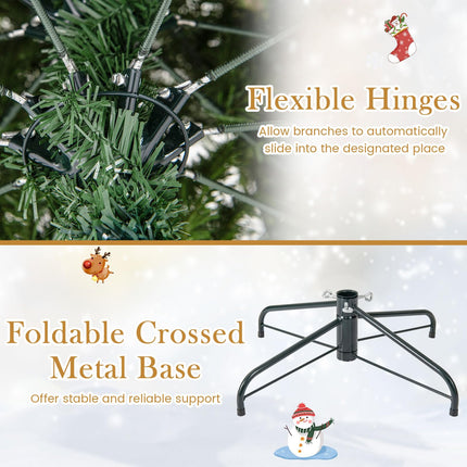 Dreamade Pre-Lit Artificial Christmas Tree with PVC & Soft TPE Branch Tips & Foldable Metal Stand