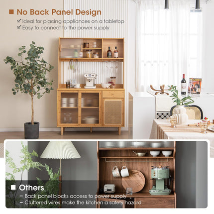 Dreamade Pantry Cabinet 69" Bamboo Hutch Cabinet with Storage