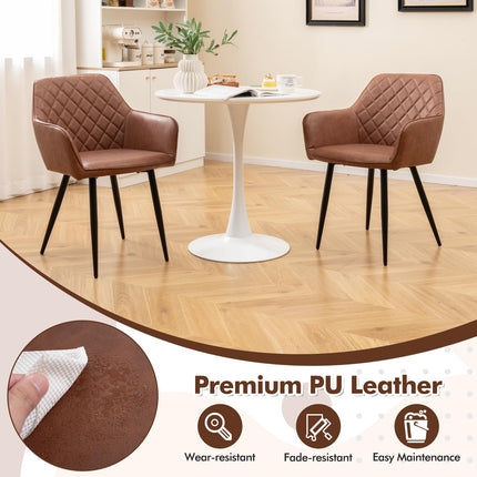 Dreamade Mid Century Modern Dining Chairs Set of 2/4, Upholstered Accent Chairs w/Curved Backrest, Wide Seat & Armrests