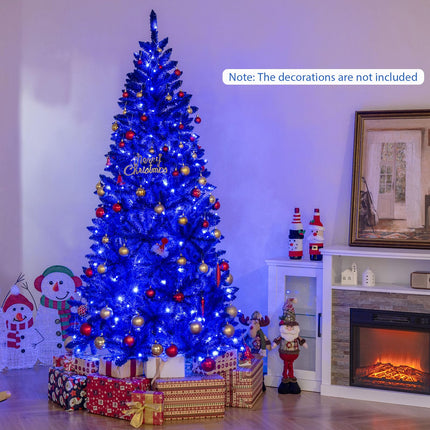Dreamade 7 FT Pre-Lit Royal Blue Snow Flocked Christmas Tree with 340 LED Lights
