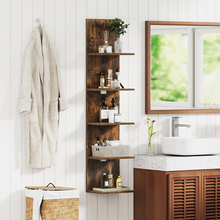 Dreamade 5-Tier Wall Mounted Shelf Unit with Wood Grain