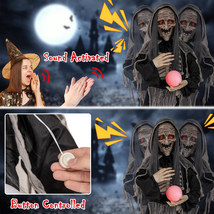 DREAMADE 6ft Halloween Animatronic Wicked Witch Sound and Button Activated