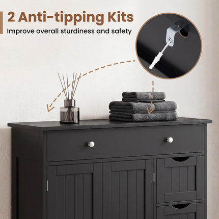 Dreamade Bathroom Storage Cabinet with 4 Drawers and 2 Doors