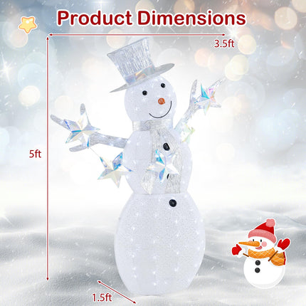 Dreamade 5 FT Lighted Snowman Christmas Outdoor Decoration with Hat, Scarf & Stars