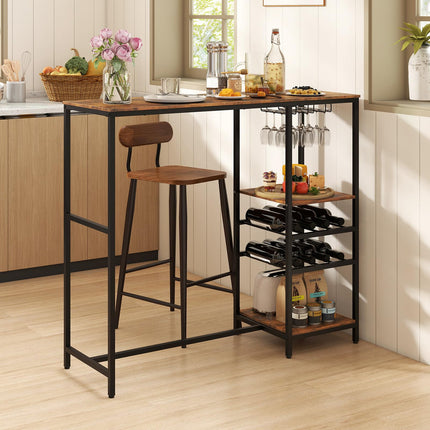 Dreamade 48" Bar Table with Storage Shelves for Kitchen Living Room Dinette