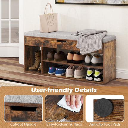 Dreamade 3 Tier Shoe Rack Organizer with Flip Top Storage and Padded Seat Cushion