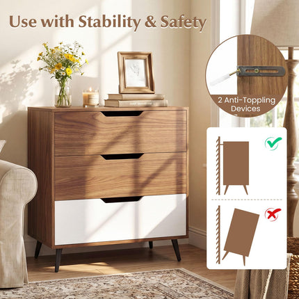 Dreamade 3-Drawer Rustic Farmhouse Wooden Storage Dresser