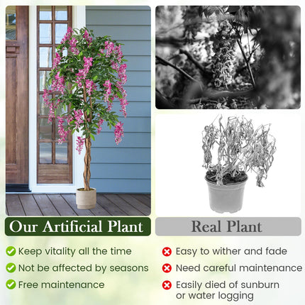 Dreamade 5.5FT Faux Wisteria Tree in Nursery Pot with Blooming Flowers