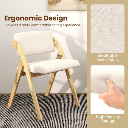 Dreamade Set of 2 Folding Kitchen Dining Chairs with Rubber Wood Legs