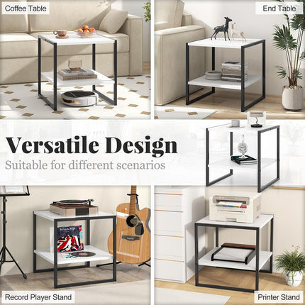 Dreamade 20 Inch End Table, Modern Square Side Table with Storage Shelf, Small Coffee Table for Living Room