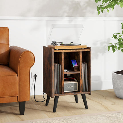 Dreamade Record Player Stand, Turntable Stand with Charging Station
