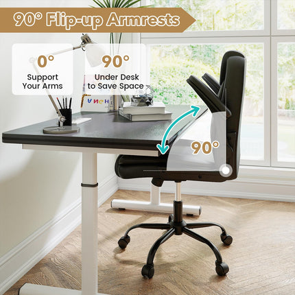Dreamade Leather Office Chair | Ergonomic Computer Desk Chair with Flip-up Arms