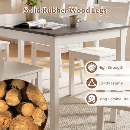 Dreamade 7-Piece Dining Table Set | Rectangular 60-inches Kitchen Table and 6 Dining Chairs with Rubber Wood Legs