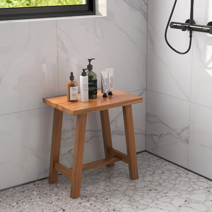Dreamade Teak Shower Bench, Waterproof Shower Stool for Shaving Legs & Spa Bath, Smooth Seat