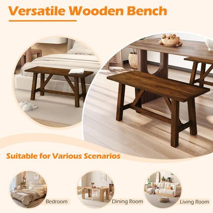 Dreamade 38" Wooden Dining Bench Farmhouse Entryway Bench with Rubber Wood Frame