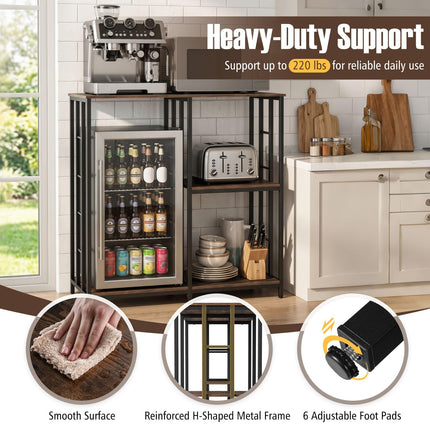 Dreamade Kitchen Bakers Rack | 3-Tier Microwave Stand Stand with Open Shelves