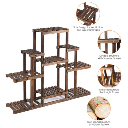 Dreamade Flower Rack Wood Plant Stand Wood Shelves Bonsai Display Shelf