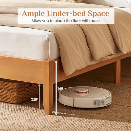 Dreamade Queen/Full/Twin Size Wooden Bed Frame with Slatted Headboard