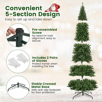 Dreamade 12ft Pre-Lit Artificial Christmas Tree with 360° Quick Power Connector