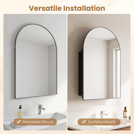 Dreamade 34" x 22" Brushed Metal Wall-Mounted Medicine Cabinet for Bathroom