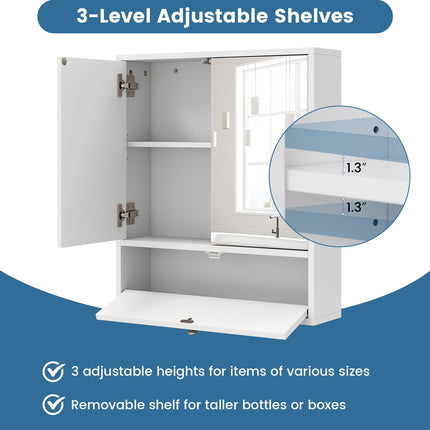 Dreamade Bathroom Wall Mount Cabinet with Mirrored Doors