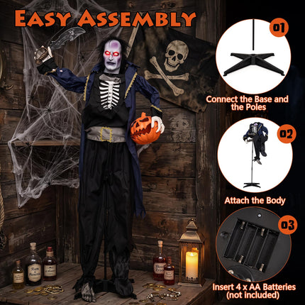 DREAMADE 6 FT Halloween Standing Pop-Up Headless Pirate Animatronic