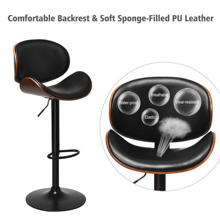 Dreamade Bar Stools Set of 2, Adjustable Swivel Barstools with Back