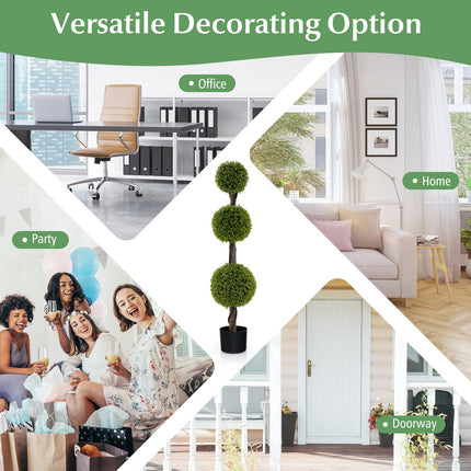 Dreamade 4ft Artificial Boxwood Topiary Ball Tree, Faux Potted Plants Cypress Tree with Weighted Pot