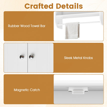 Dreamade Bathroom Wall Cabinet with Towel Bar & Adjustable Shelf
