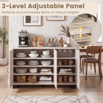 Dreamade Sideboard Buffet Cabinet | 45" Farmhouse Coffee Bar Cabinet with 3 Doors & Adjustable Shelves