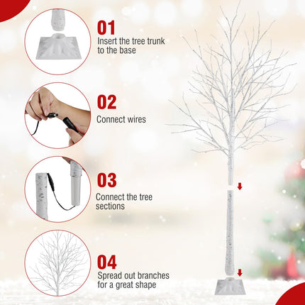 Dreamade 4/5/6 FT Pre-Lit Artificial Christmas Trees with 216 Warm White LEDs ( Set of 3 )