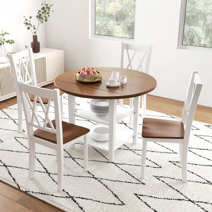 Dreamade Dining Room Chairs Set of 2 White, Wooden Farmhouse Kitchen Chairs with Rubber Wood Seat