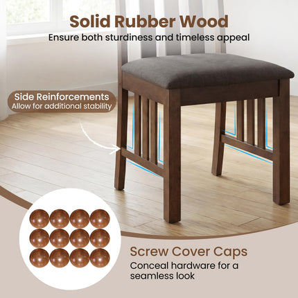 Dreamade Rubber Wood Dining Chairs with Upholstered Cushioned Seat (2/4)