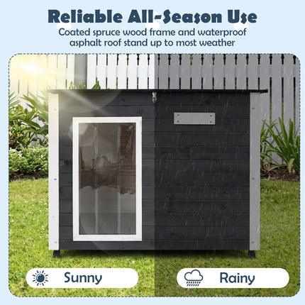 Dreamade Wooden Dog House with Openable Asphalt Roof