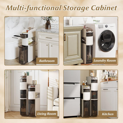 Dreamade 4-Tier Narrow Bathroom Storage Cabinet with Drawers and Tissue Box