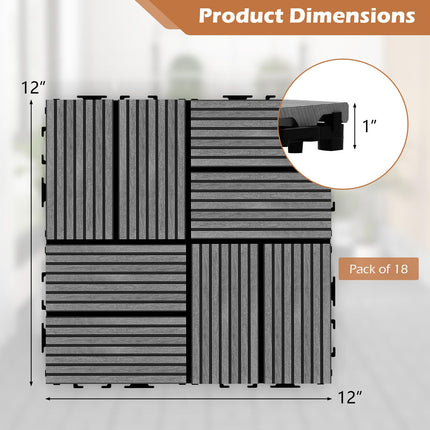 Dreamade 18/36 PCS Interlocking Deck Tiles - 12" x 12" Composite Decking Boards Waterproof All Weather