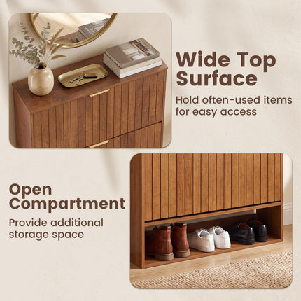 Dreamade Shoe Storage Cabinet with 2 Flip Drawers